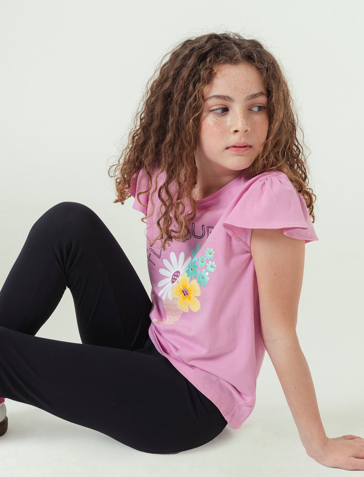 Completo t-shirt e leggings in cotone da bambina - Rosa