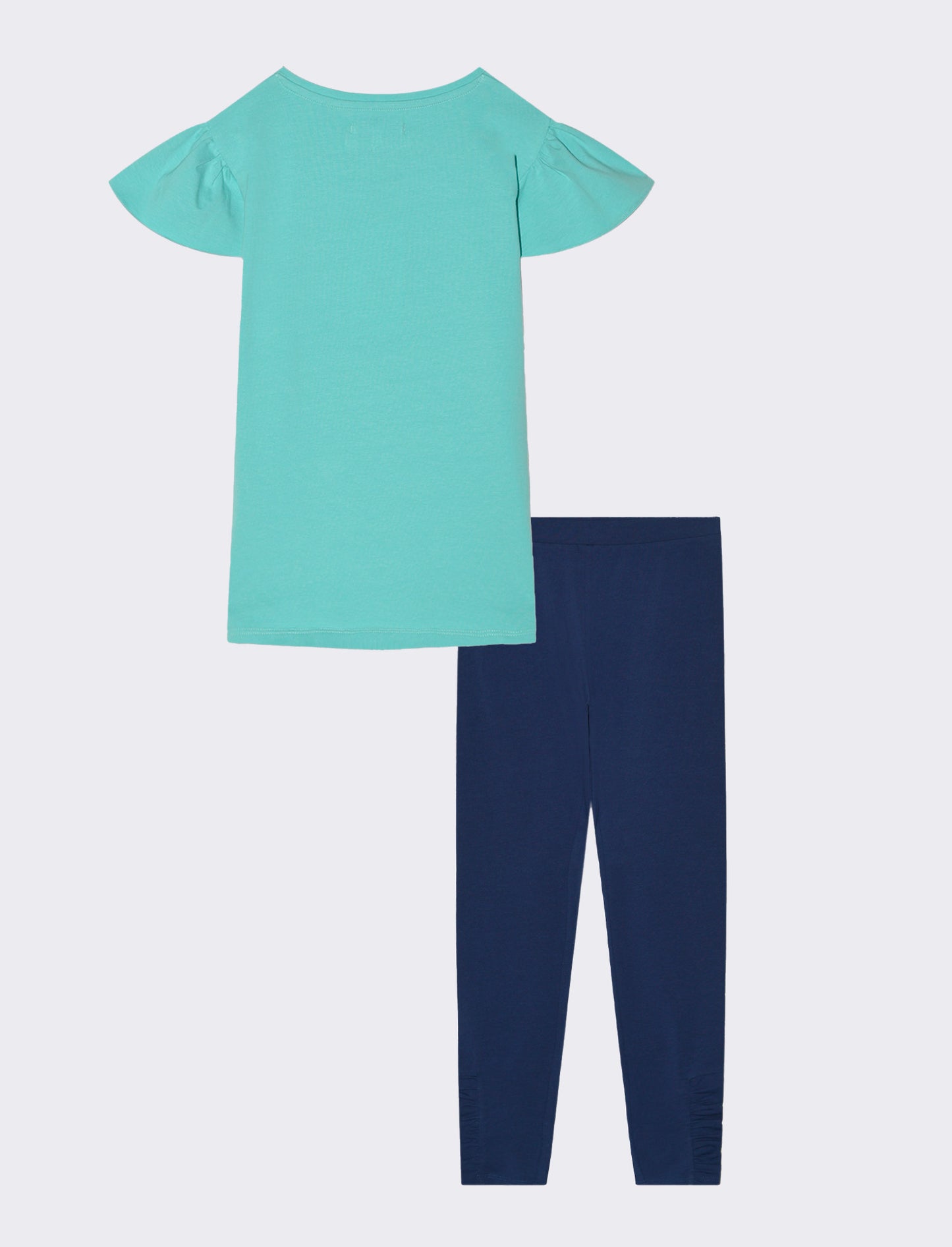 Completo t-shirt e leggings in cotone da bambina - Verde acqua