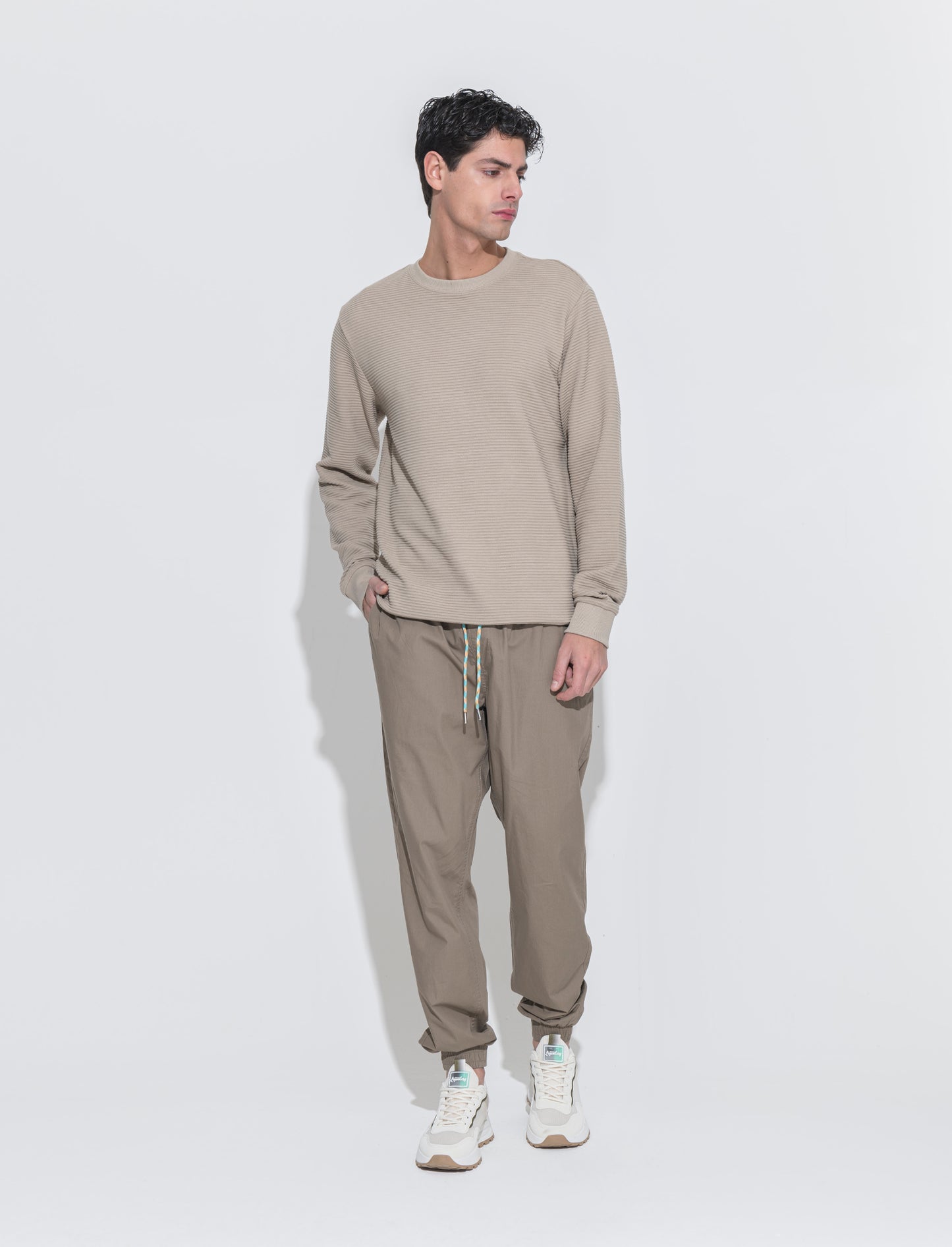 Pantaloni jogger in cotone da uomo - Grigio tortora