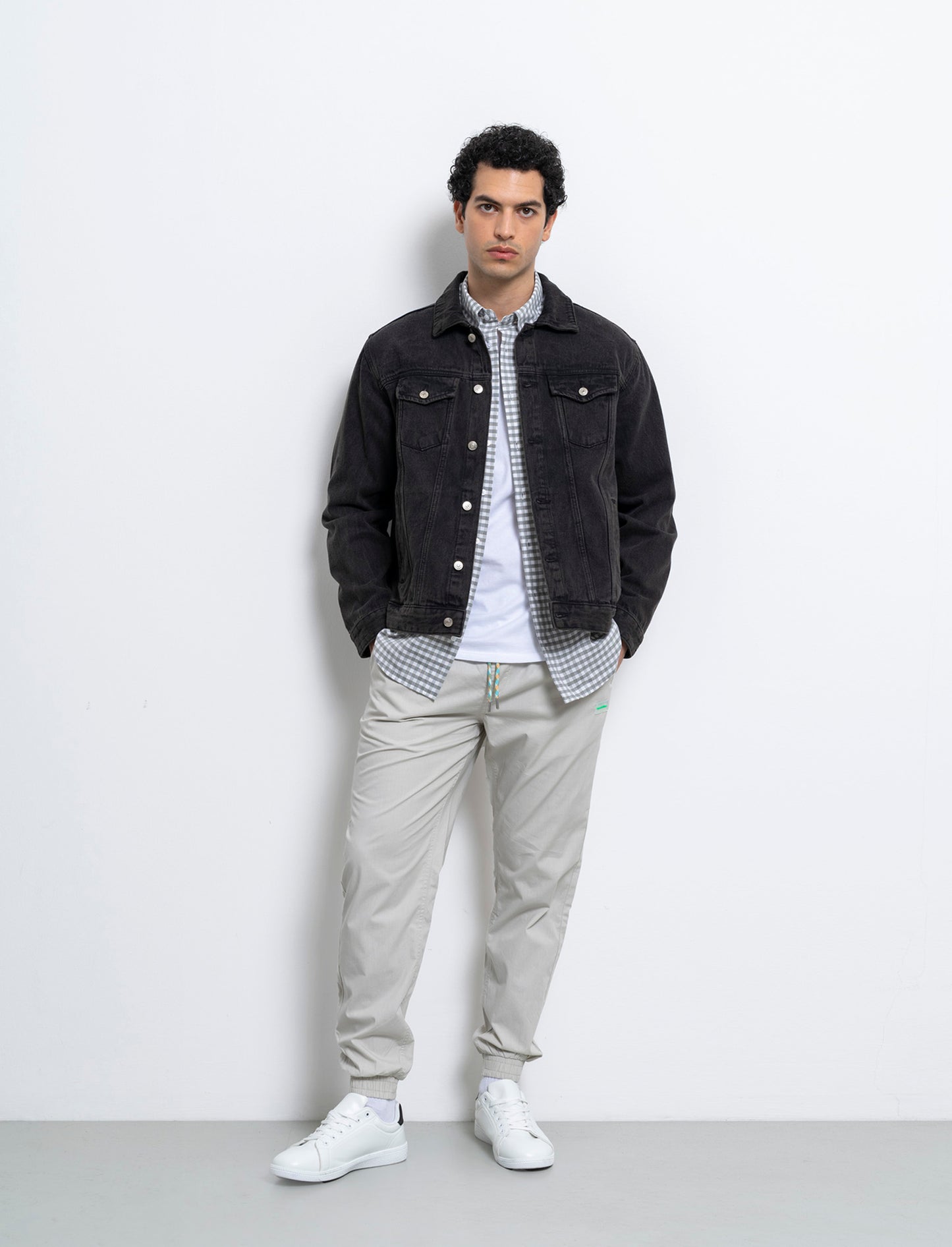 Pantaloni jogger in cotone da uomo - Grigio ghiaccio