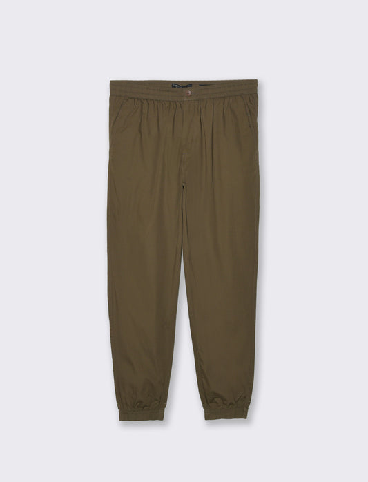 Pantaloni in cotone con vita jogger da uomo - Verde kaki