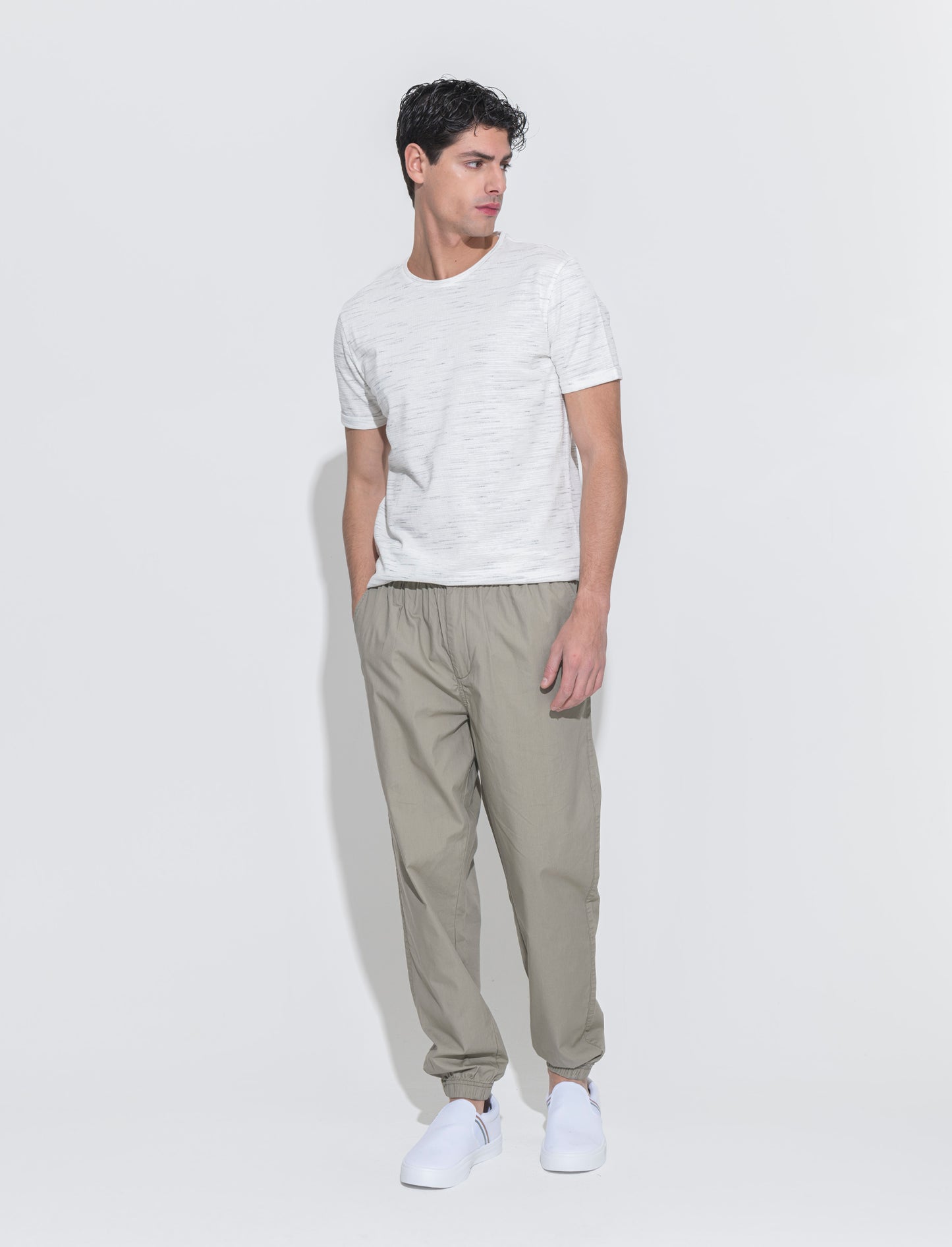 Pantaloni in cotone con vita jogger da uomo - Verde salvia
