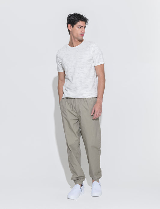 Pantaloni in cotone con vita jogger da uomo - Verde salvia
