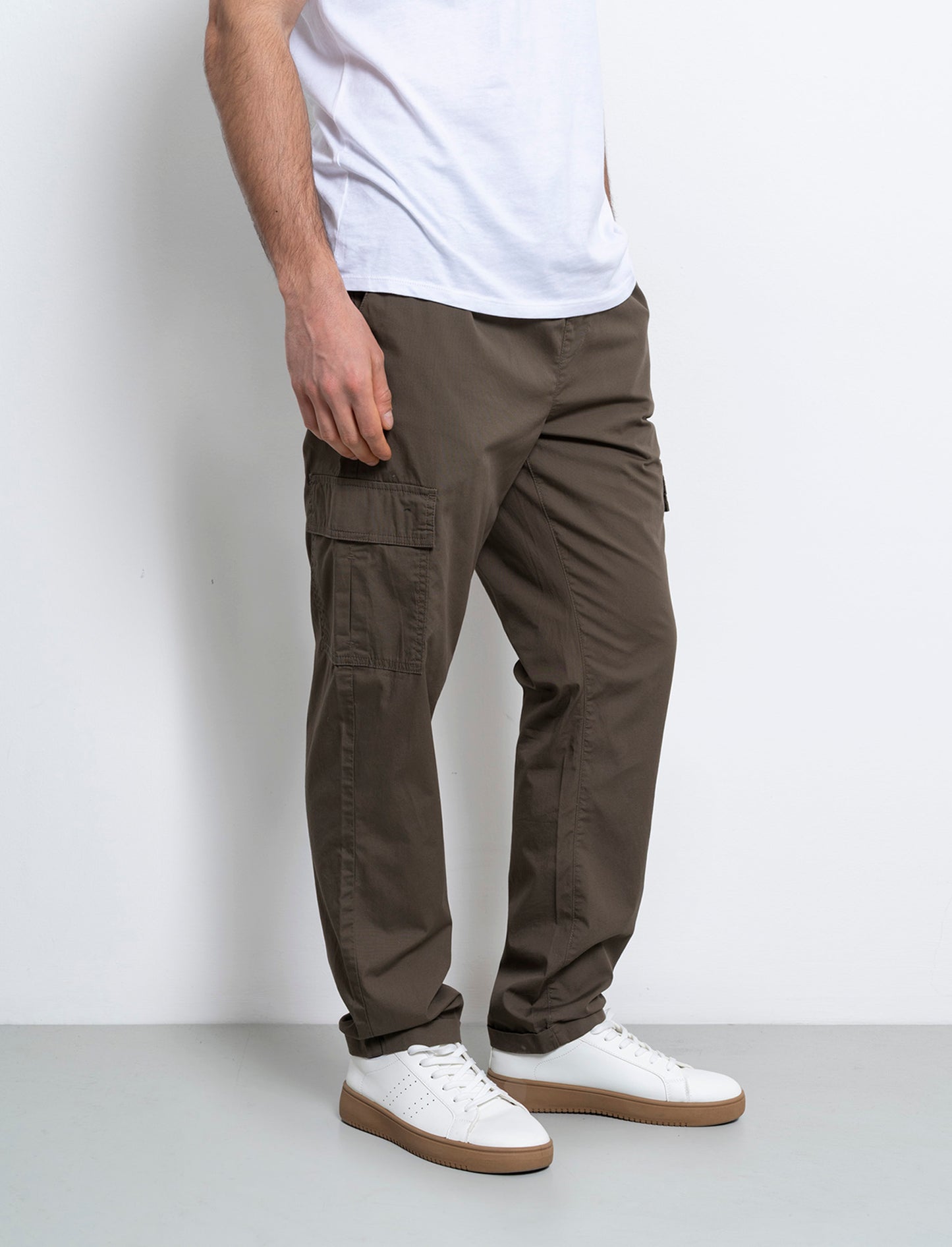 Pantaloni cargo jogger in cotone da uomo - Verde kaki
