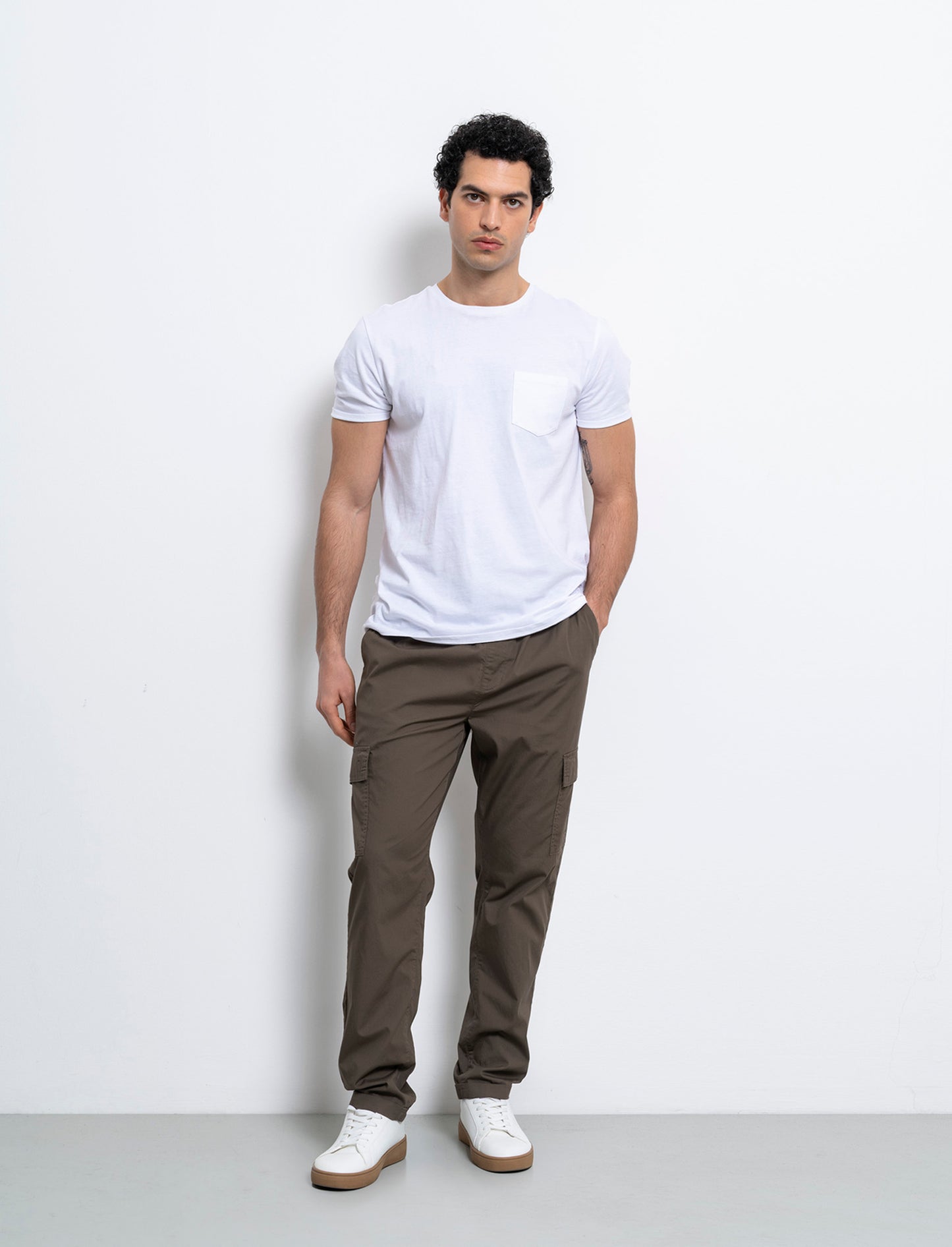 Pantaloni cargo jogger in cotone da uomo - Verde kaki