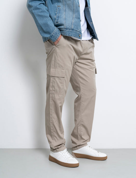 Man's cotton cargo jogger pants - Beige