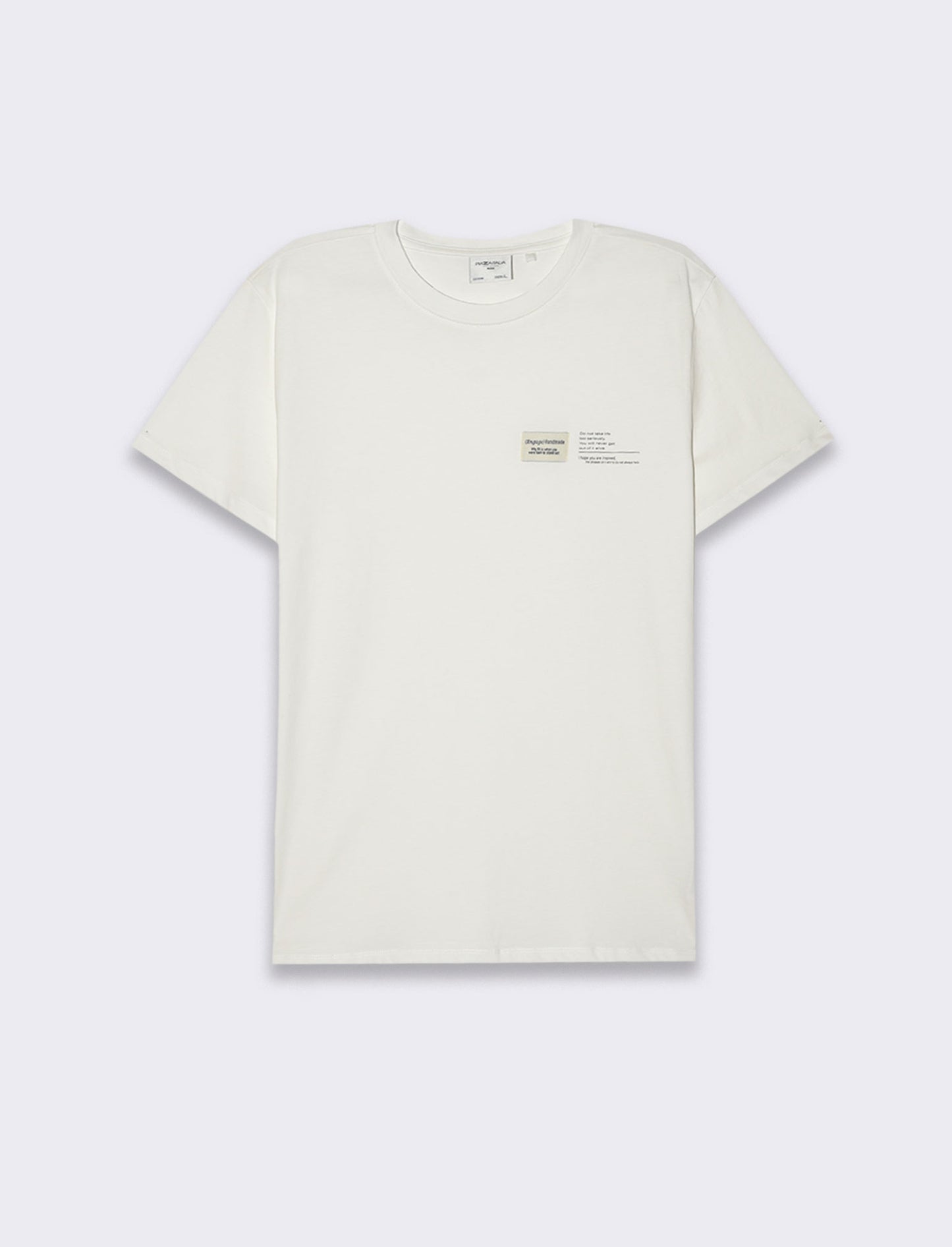 T-shirt in cotone premium con patch e stampina da uomo - Bianco