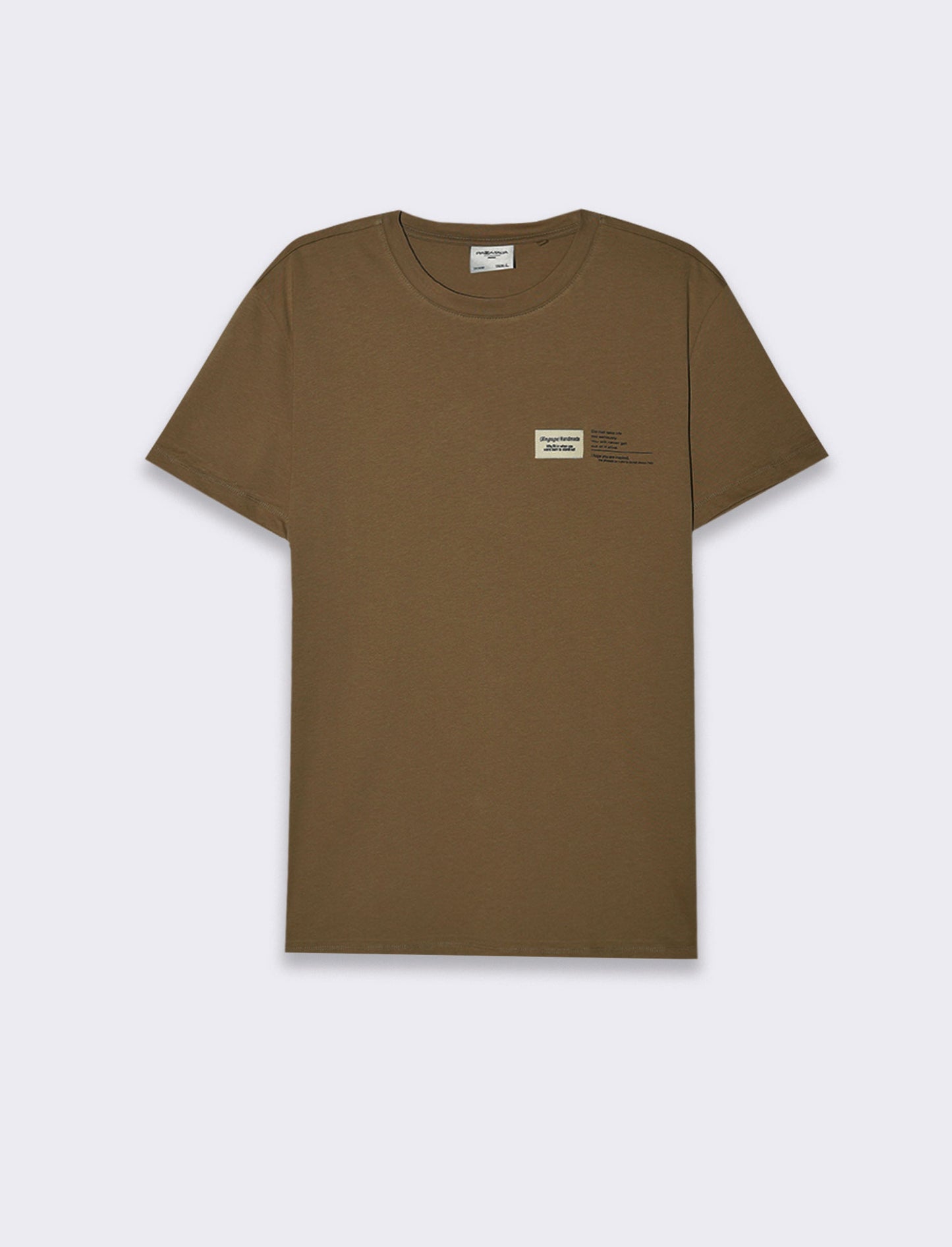 T-shirt in cotone premium con patch e stampina da uomo - Grigio fango