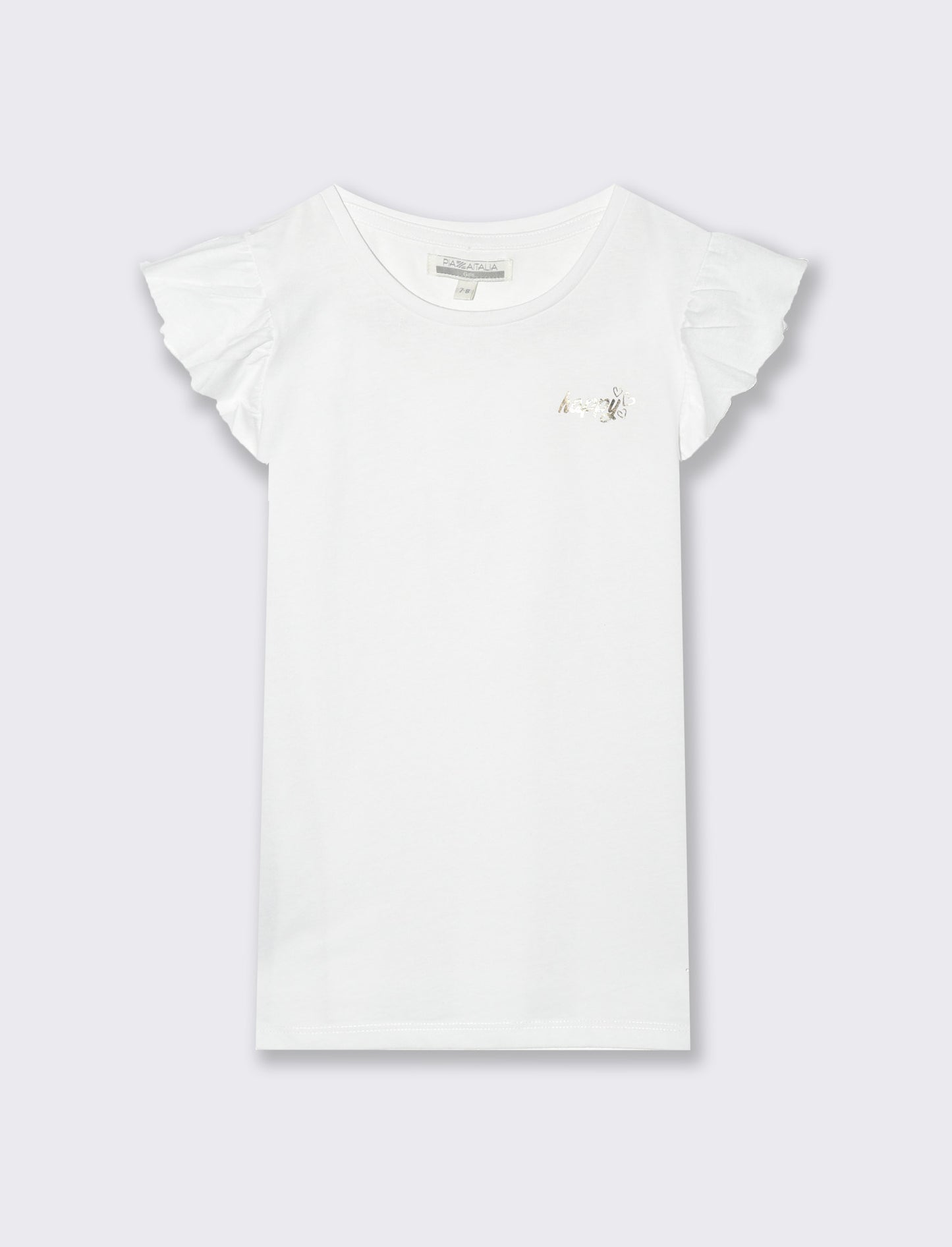 T-shirt mezza manica ad aletta da bambina - Bianco