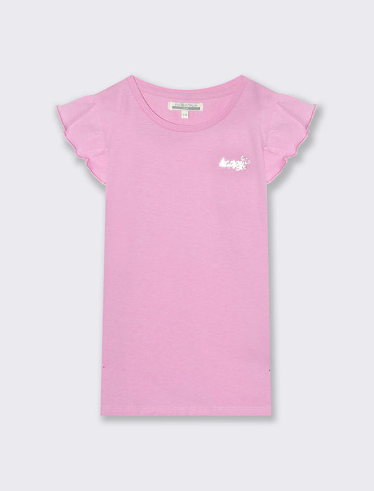 T-shirt mezza manica ad aletta da bambina - Rosa