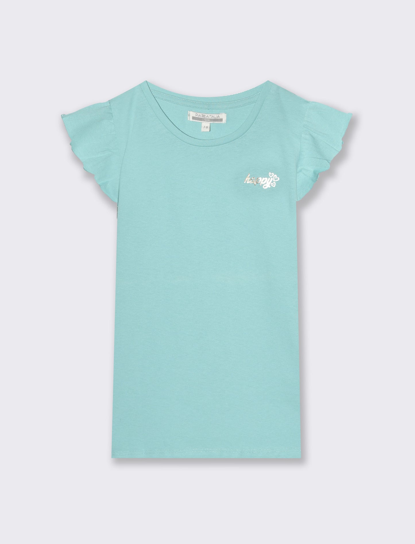 T-shirt mezza manica ad aletta da bambina - Verde acqua
