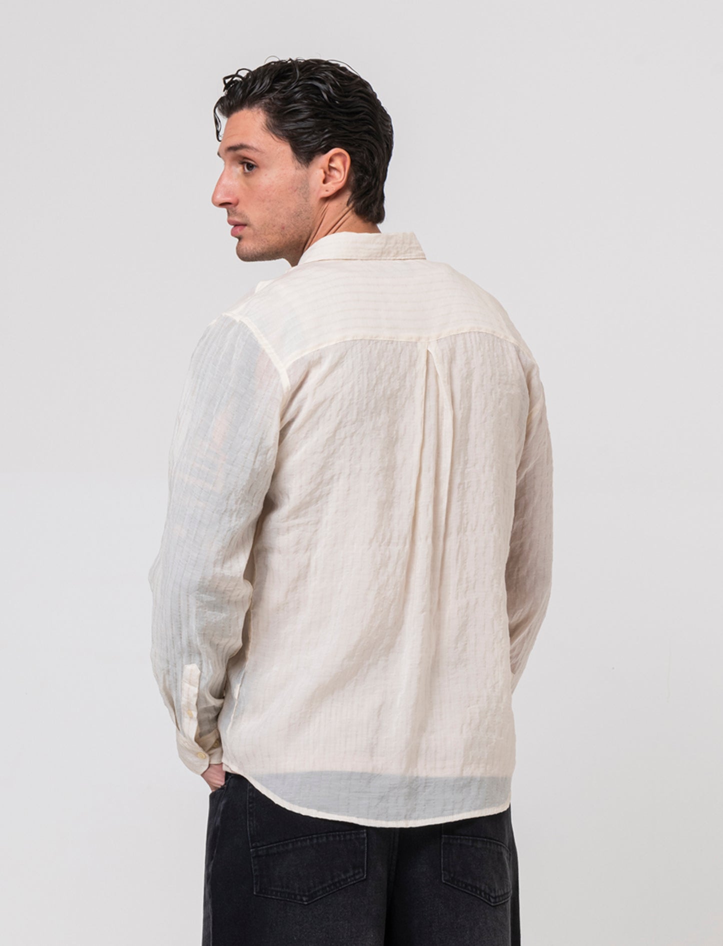 Camicia a righe premium quality da uomo - Beige ecru