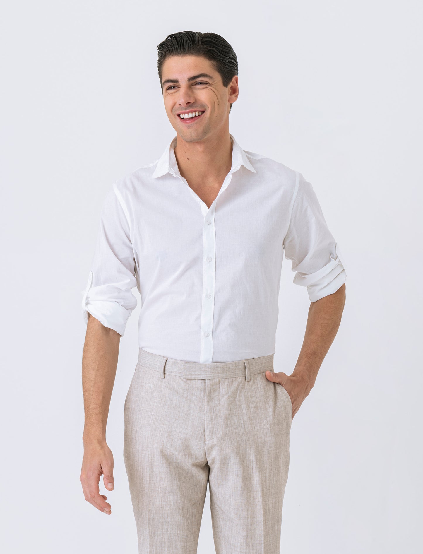Camicia in voile da uomo - Bianco
