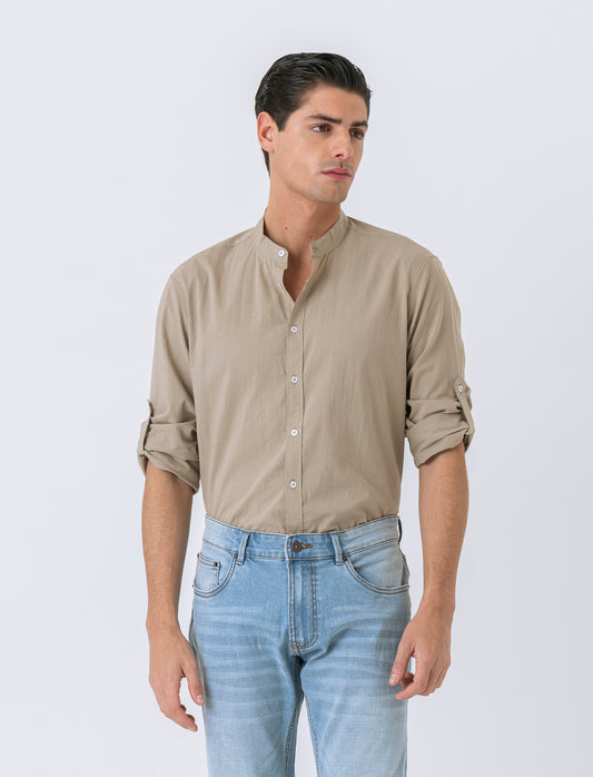 Man's korean collar voile shirt - Green