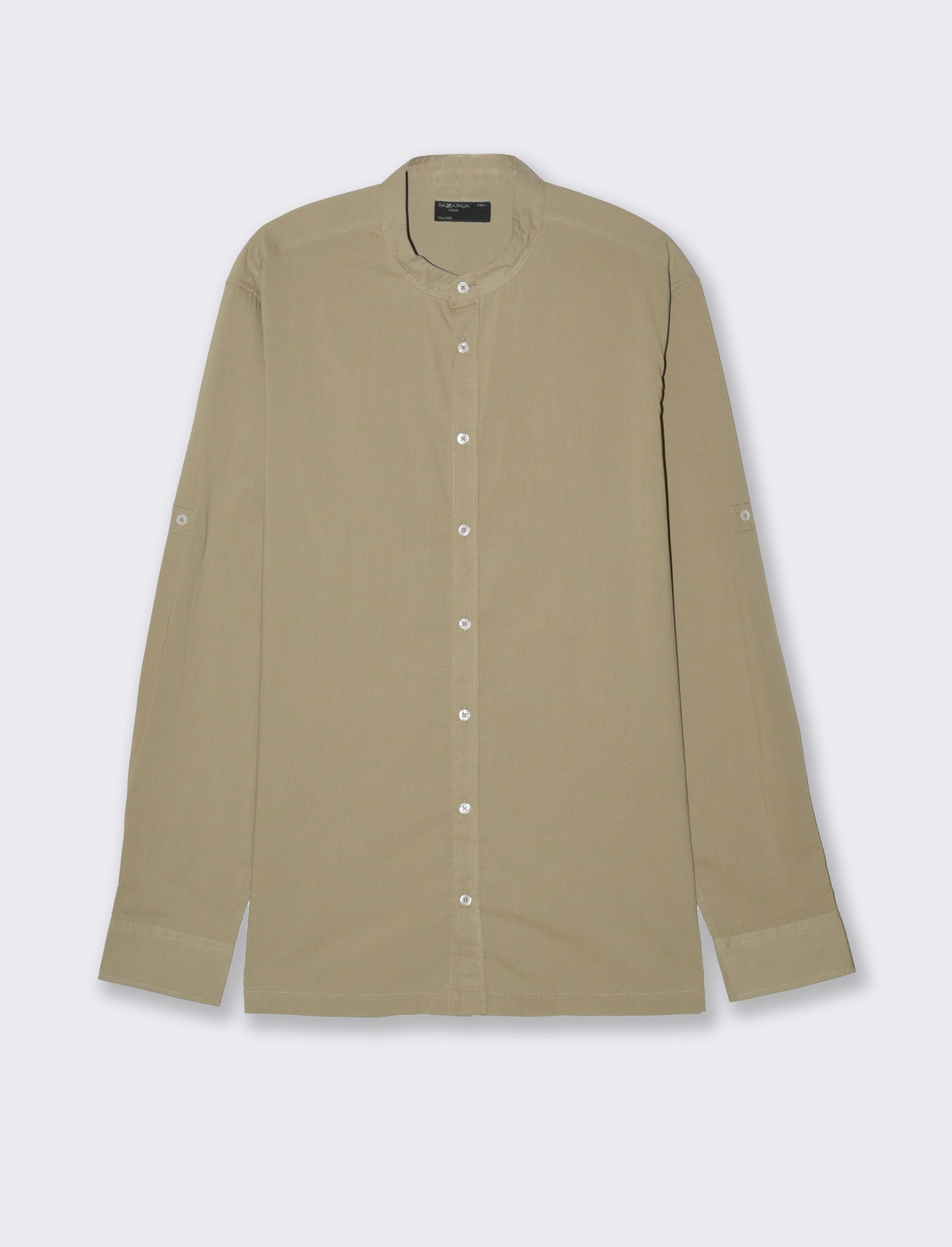 Camicia coreana in voile da uomo - Verde salvia