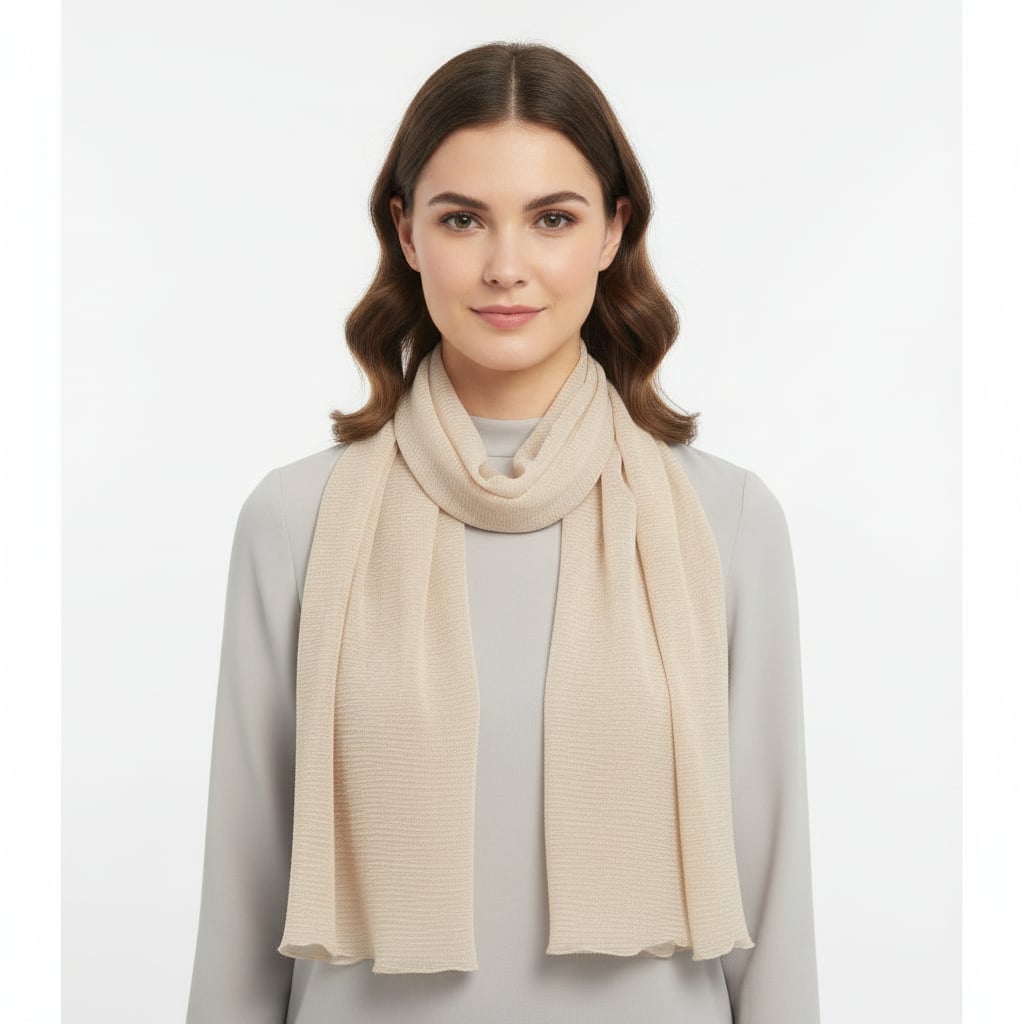 Foulard donna unito laminato bordi arricciati - Bianco sporco