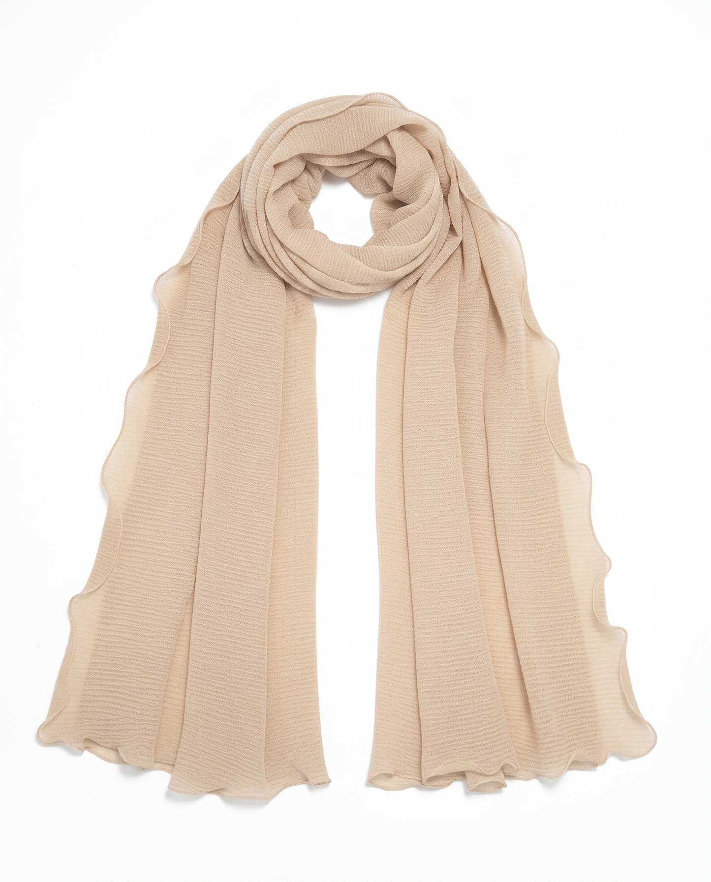 Foulard donna unito laminato bordi arricciati - Bianco sporco