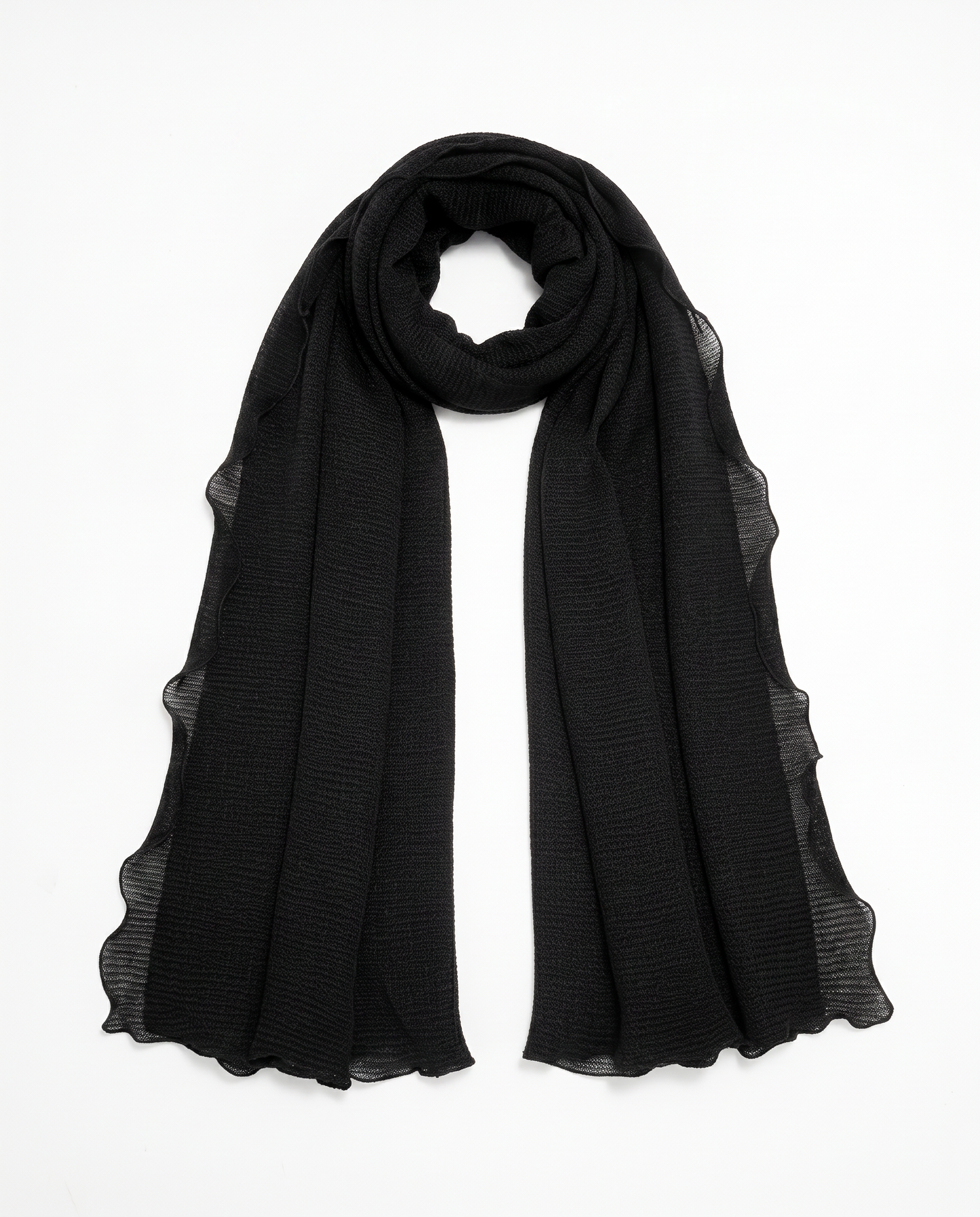 Foulard donna unito laminato bordi arricciati - Nero