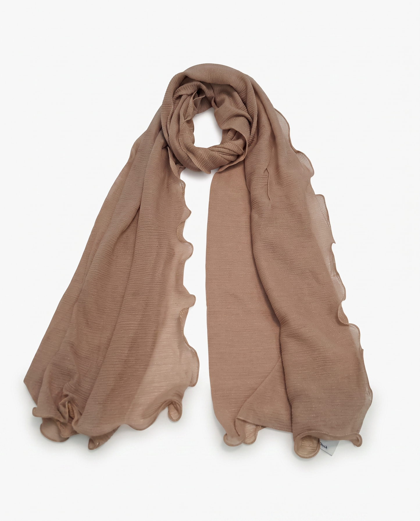 Foulard donna unito laminato bordi arricciati - Beige