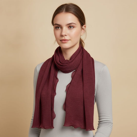 Foulard donna unito laminato bordi arricciati - Viola prugna