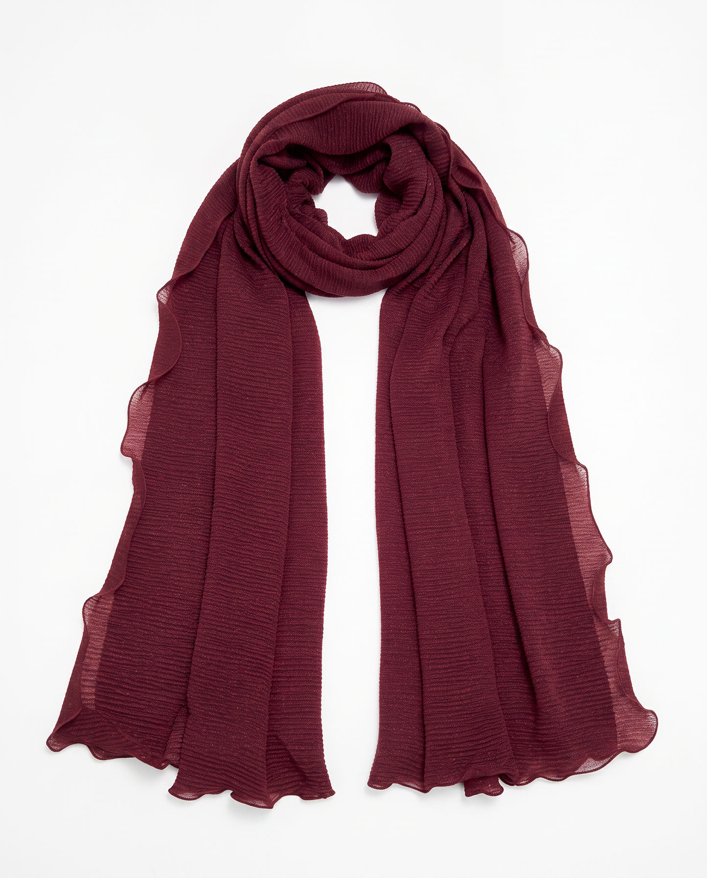Foulard donna unito laminato bordi arricciati - Viola prugna