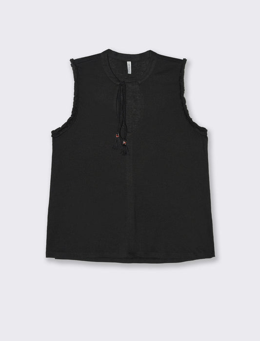 Top con scollo a V da donna - Nero