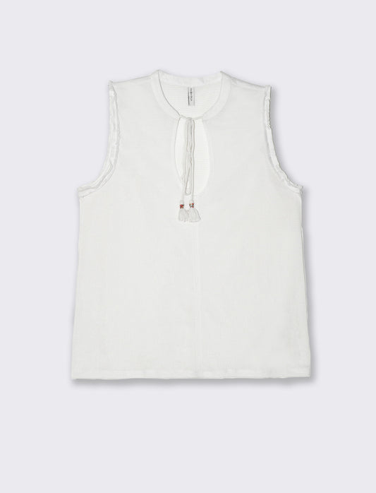 Top con scollo a V da donna - Bianco