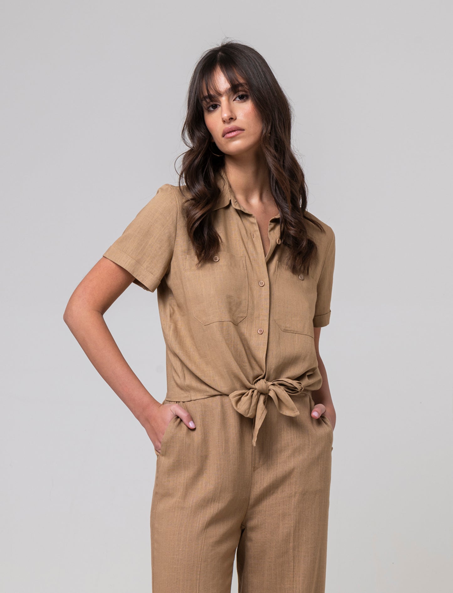 Woman's short sleeve shirt - Beige