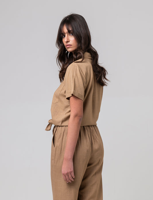 Woman's short sleeve shirt - Beige