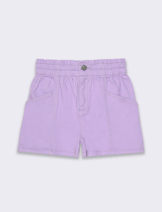 Short in twill elastico da bambina - Lilla