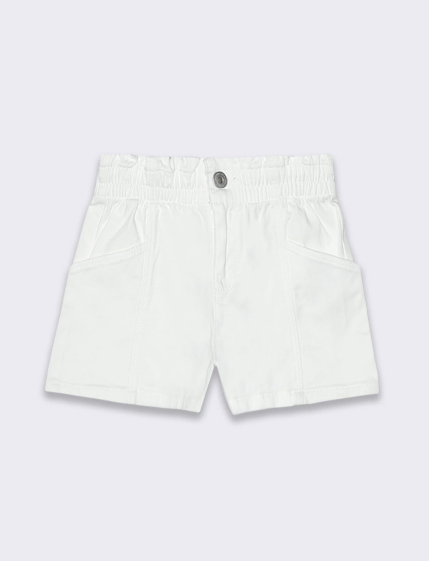 Short in twill elastico da bambina - Bianco