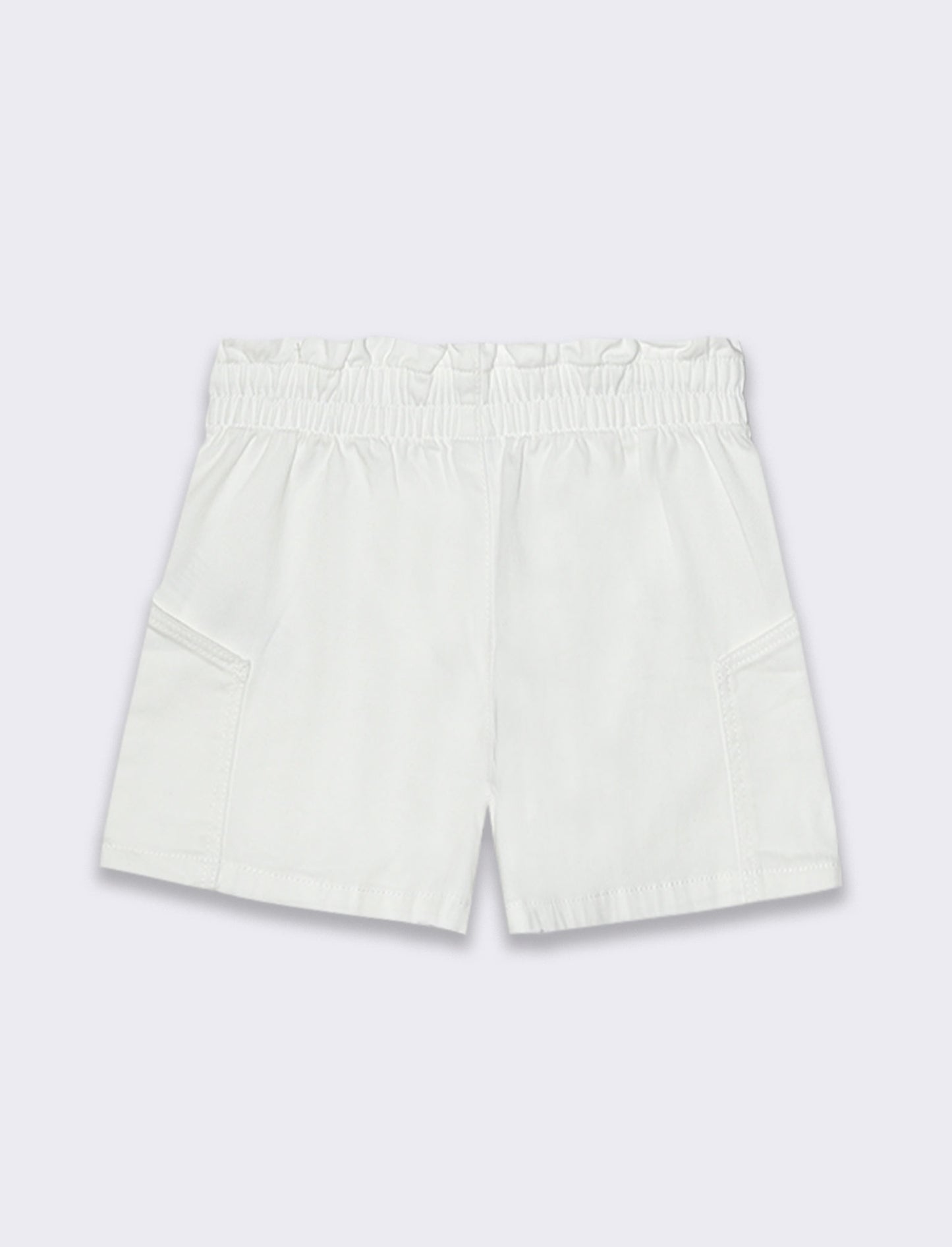 Short in twill elastico da bambina - Bianco