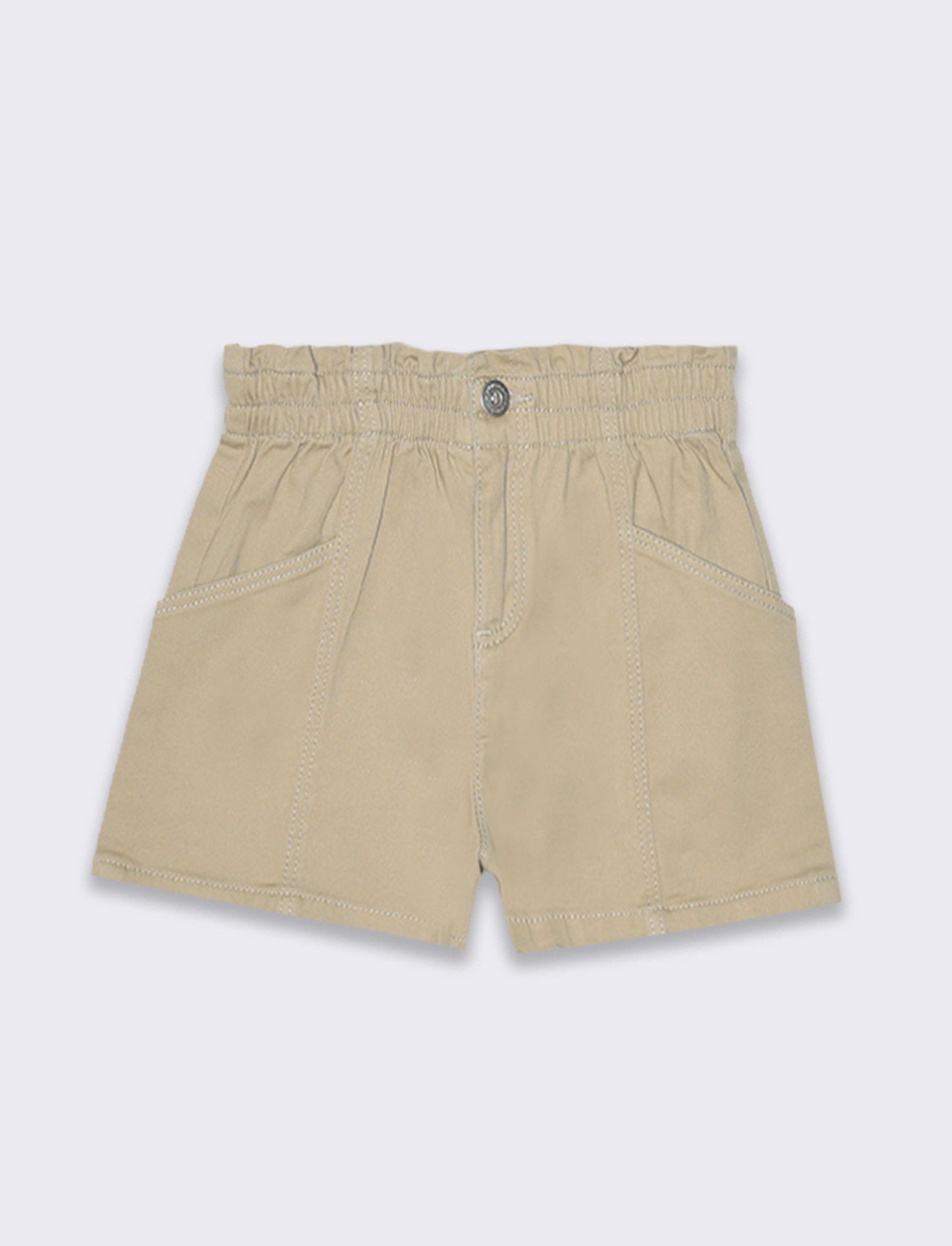Short in twill elastico da bambina - Beige