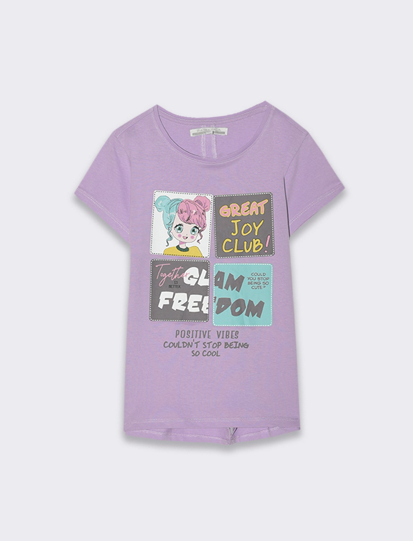 T-shirt mezza manica in cotone da bambina - Lilla