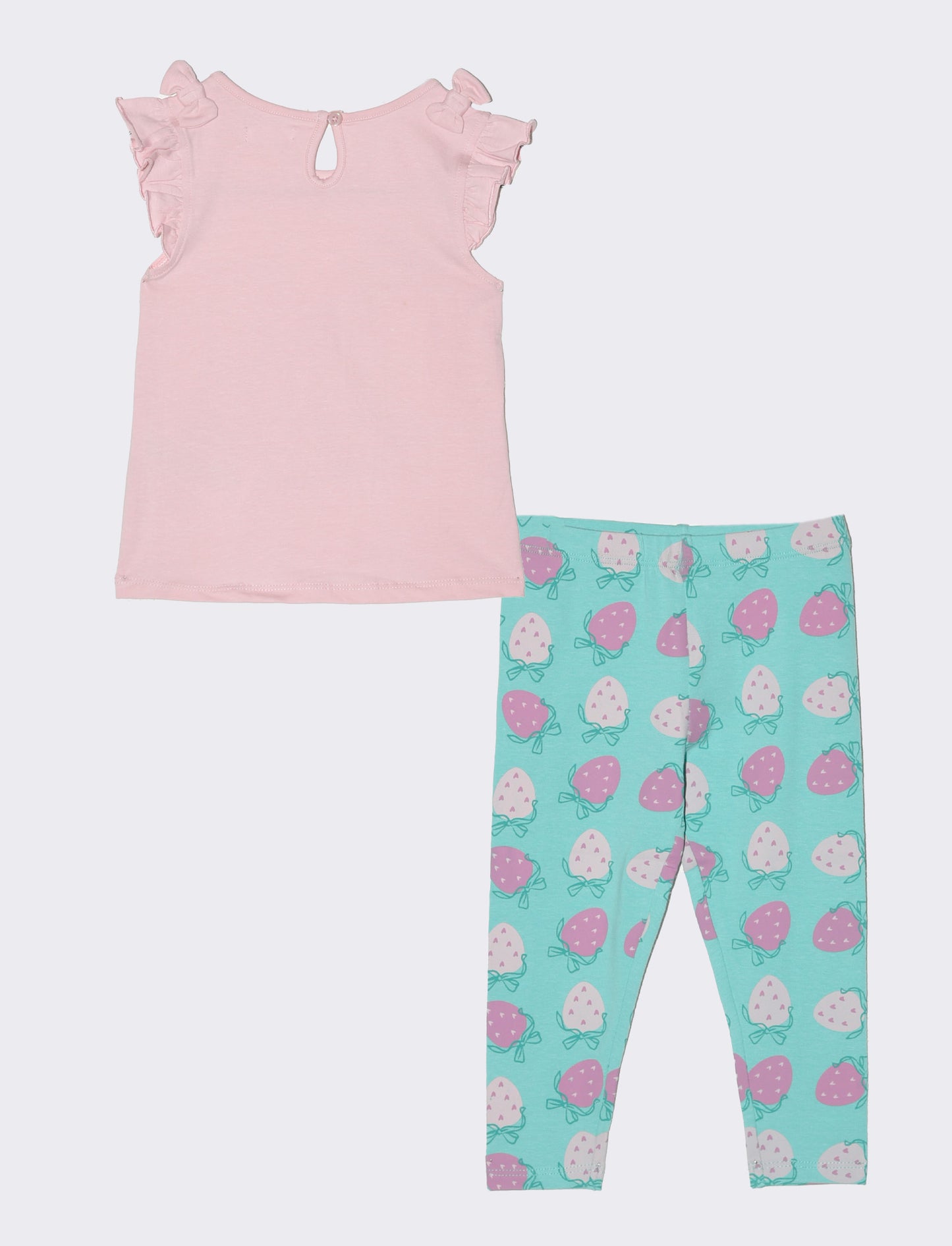 Completo con legging fantasia da neonata - Rosa