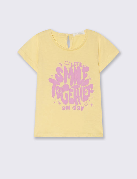 T-shirt basic manica corta da neonata - Giallo