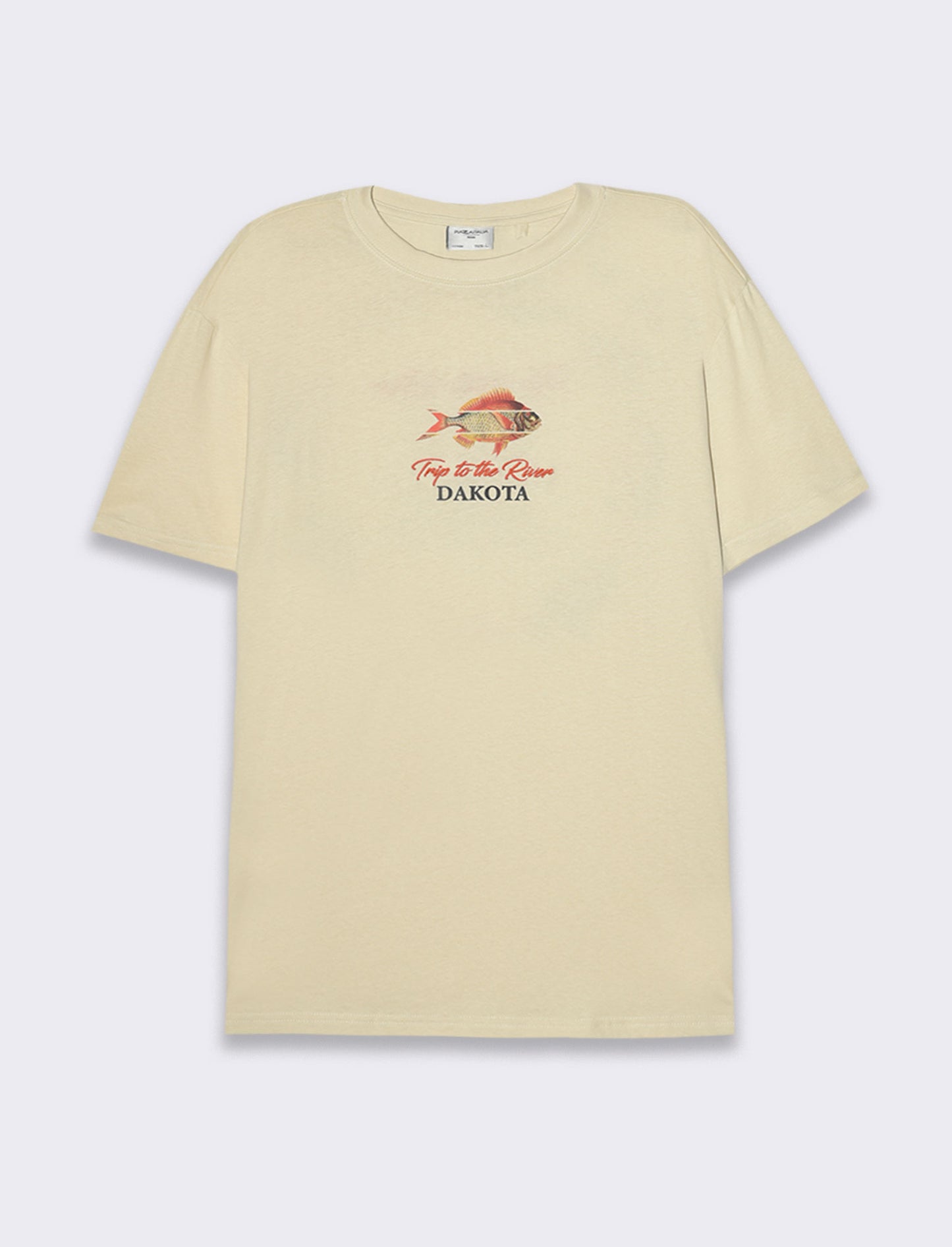T-shirt loose fit in cotone con stampe da uomo - Beige ecru
