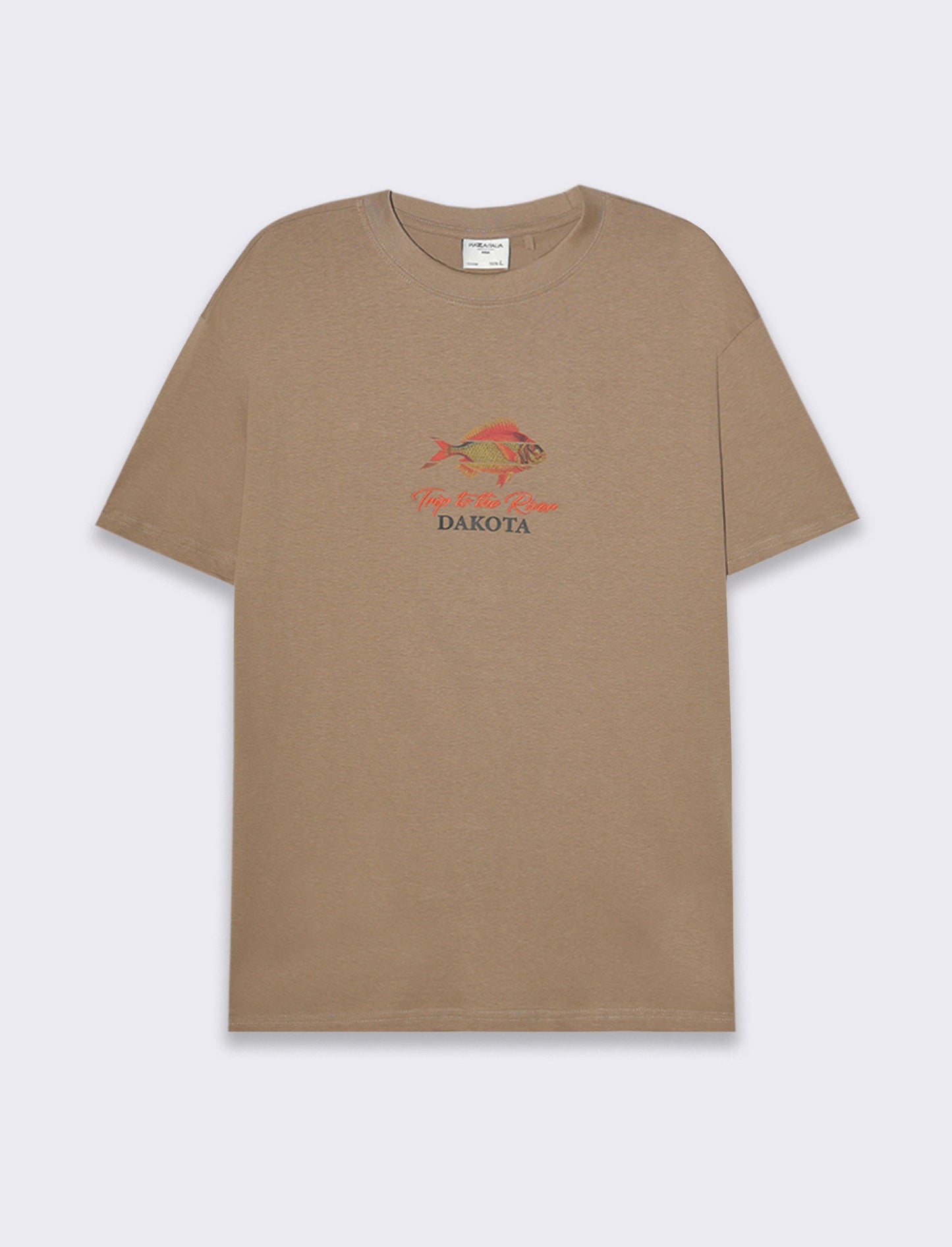 T-shirt loose fit in cotone con stampe da uomo - Grigio tortora
