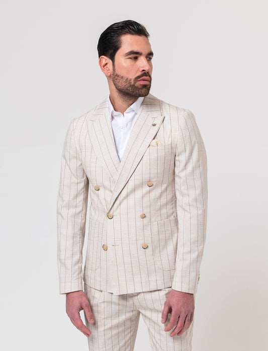 Man's double breasted pinstripe blazer - Beige