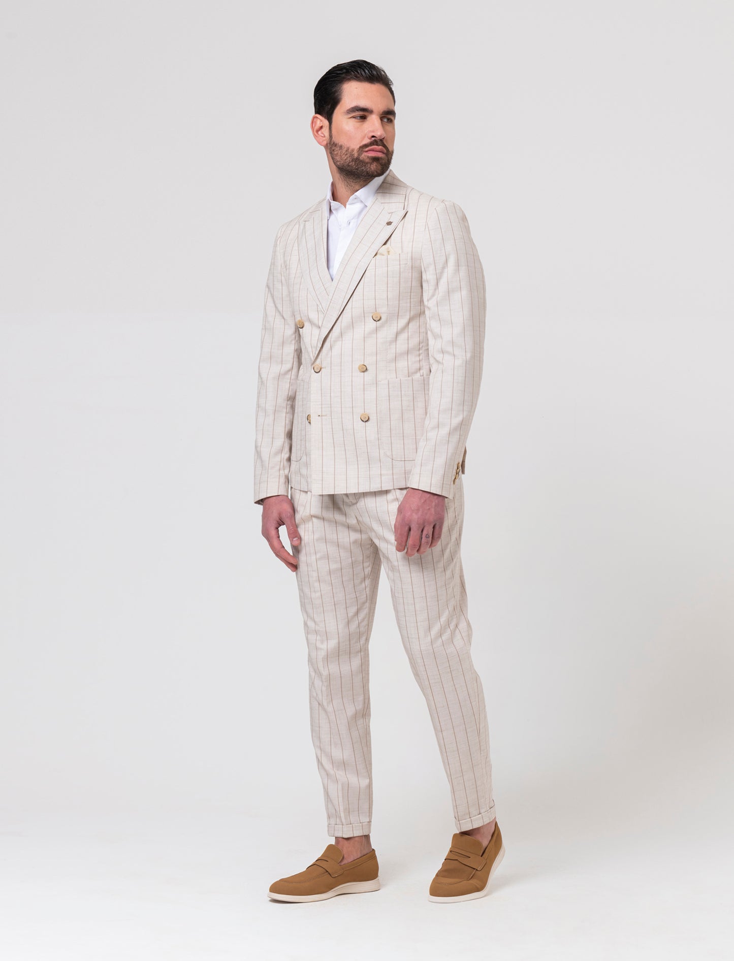 Man's double breasted pinstripe blazer - Beige