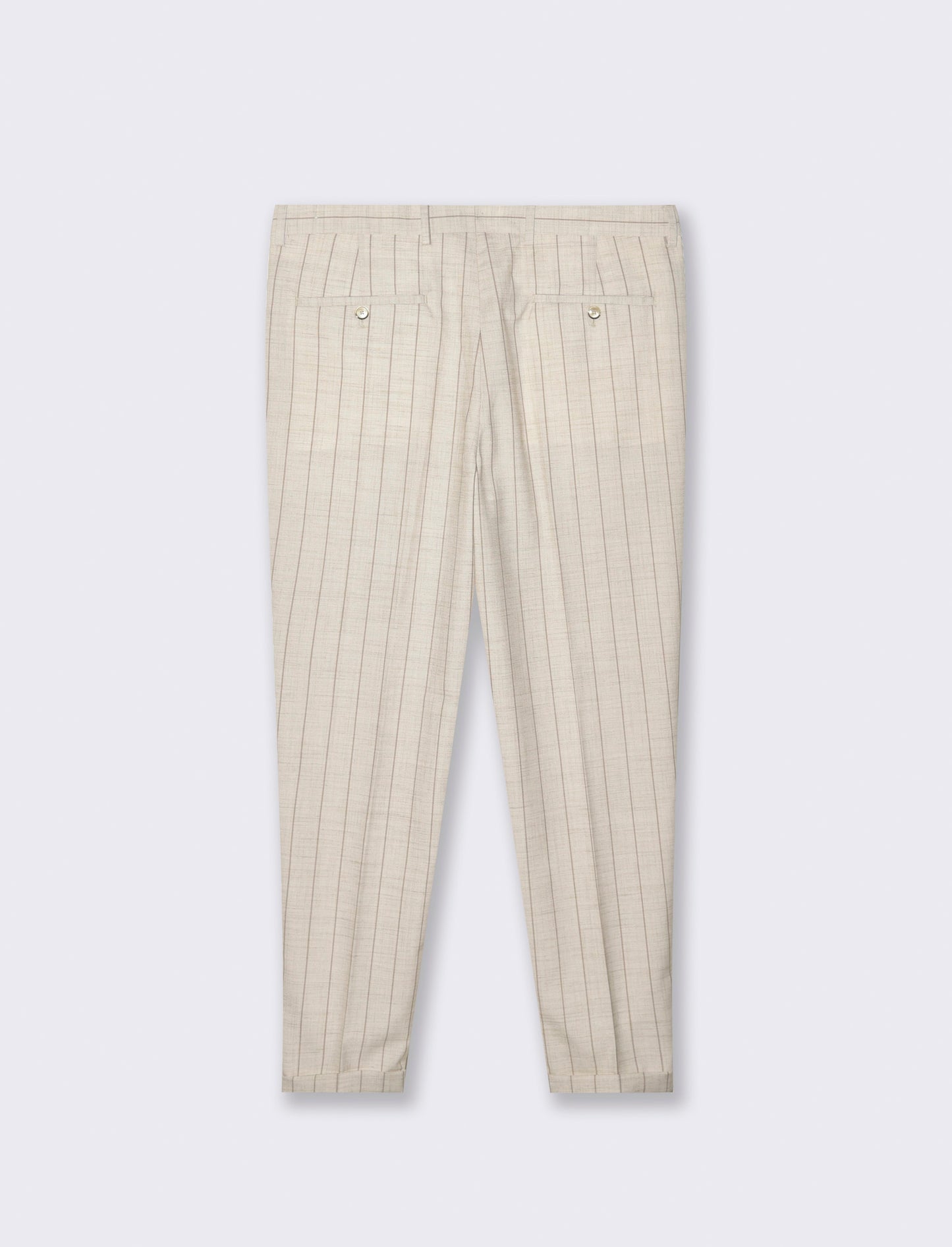 Pantaloni gessati da completo formal fit da uomo - Beige ecru