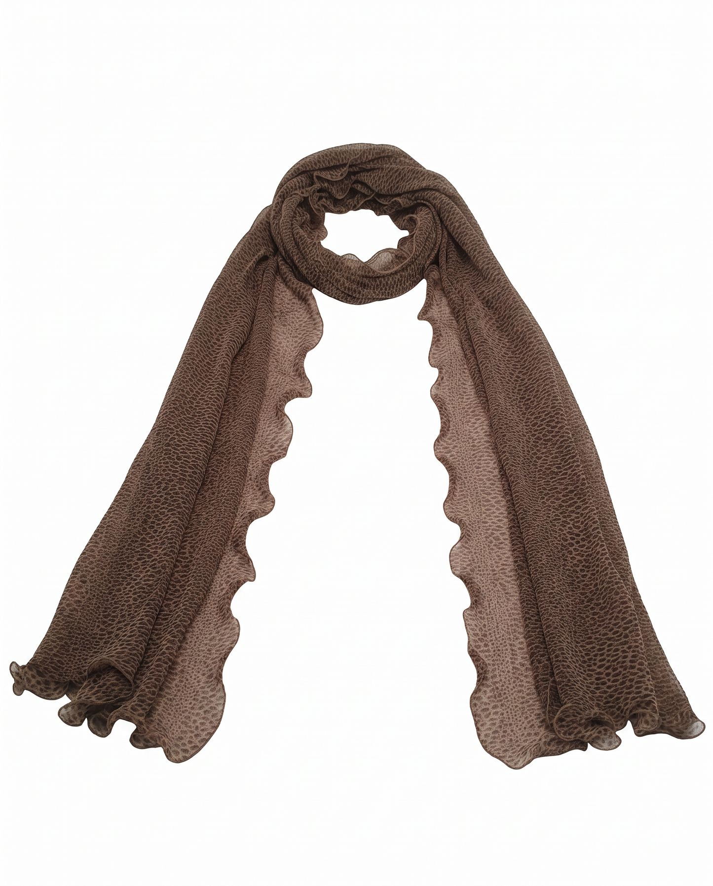 Foulard leopardato con rouche - Marrone