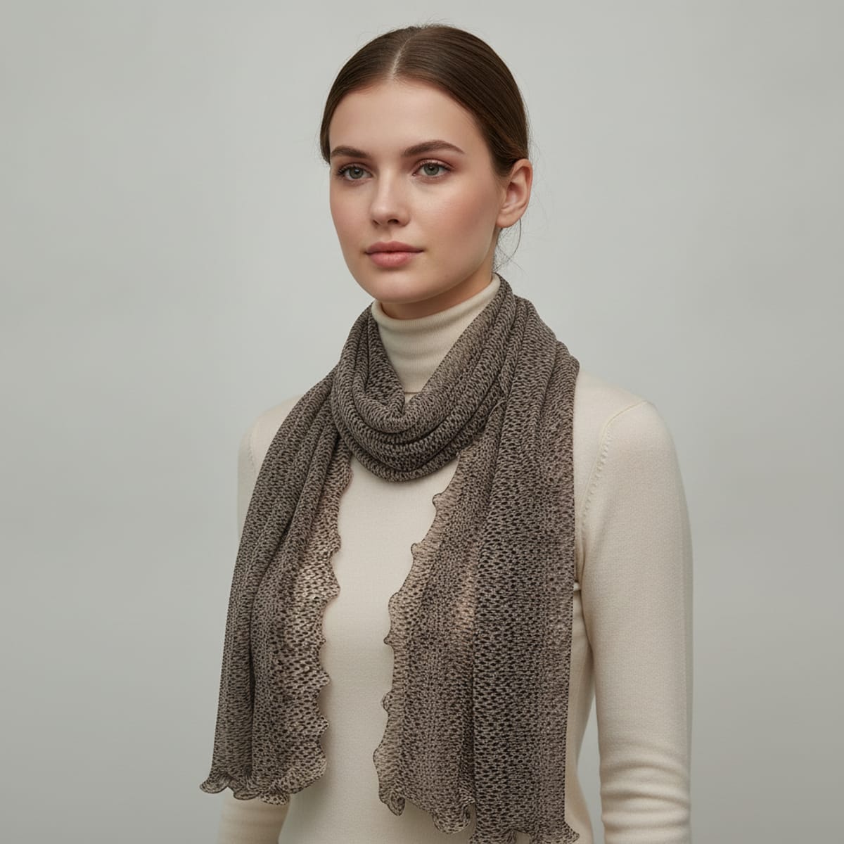 Foulard leopardato con rouche - Grigio