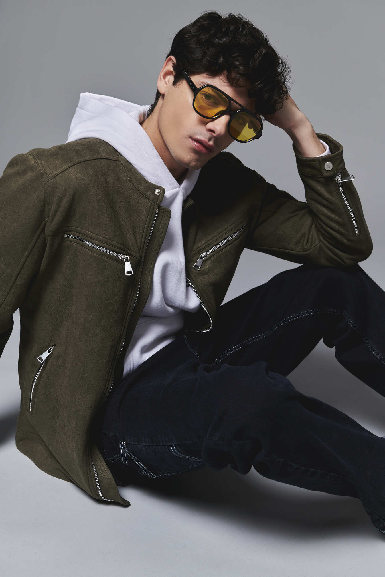 Man's suede biker jacket for trendy style - Green