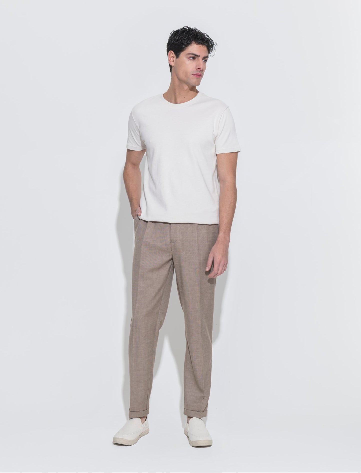 Pantaloni chino jogger effetto fil a fil da uomo - Grigio fango