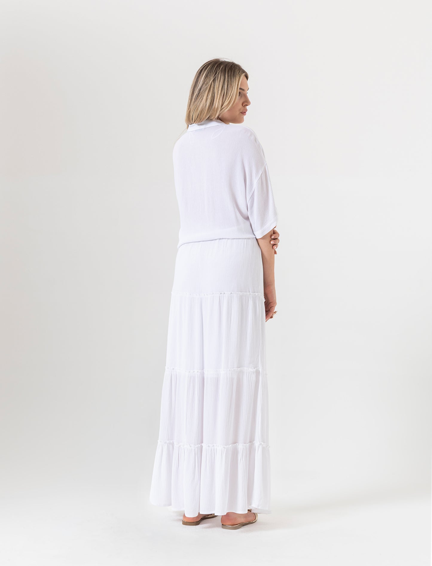 Gonna lunga con coulisse da donna - Bianco