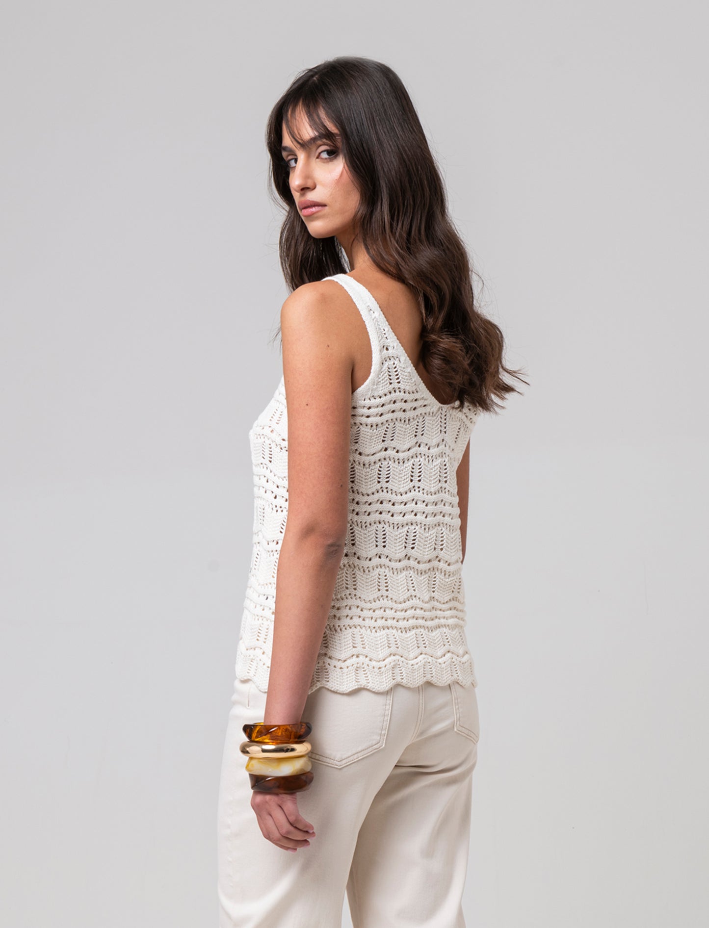 Top crochet da donna - Avorio