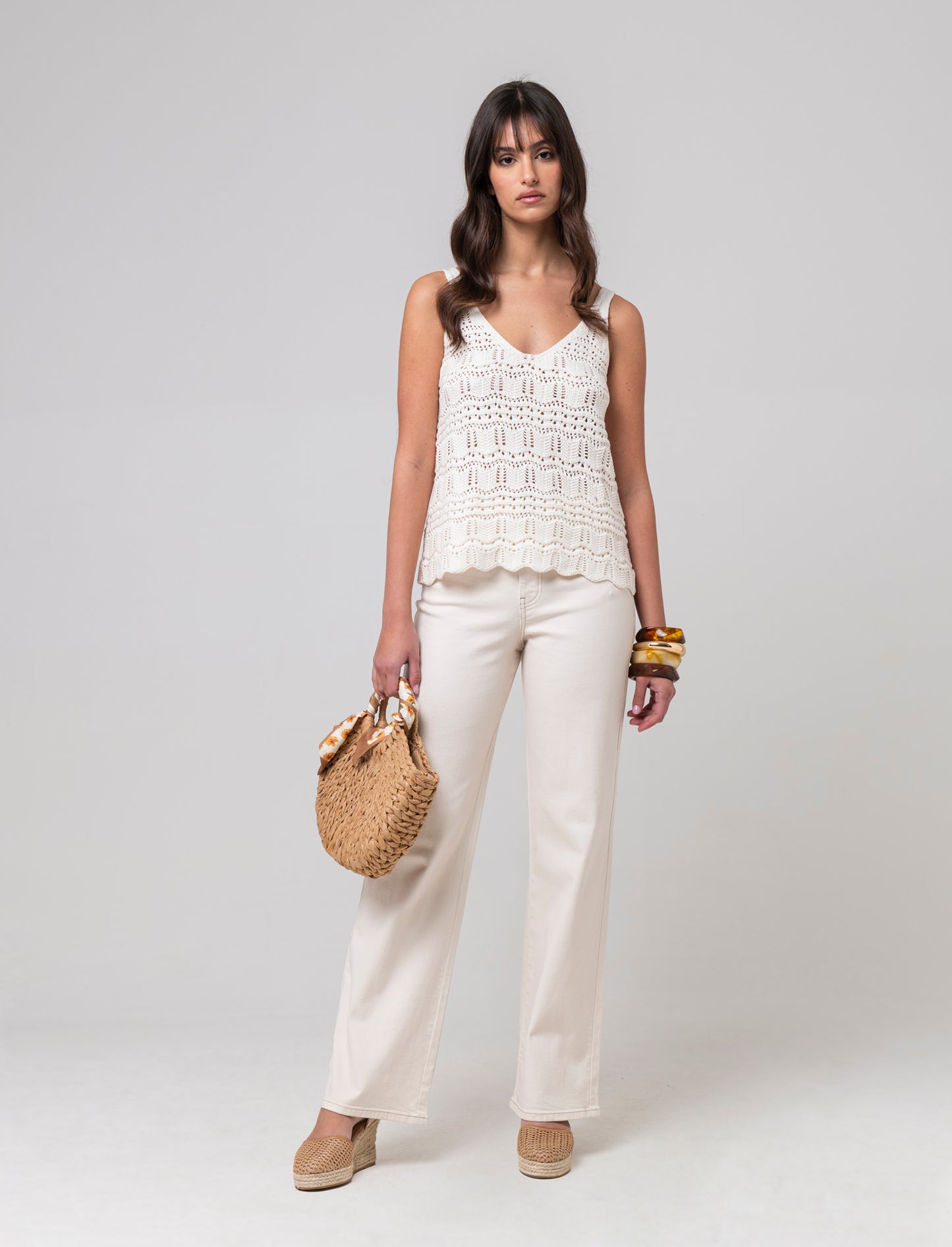 Top crochet da donna - Avorio