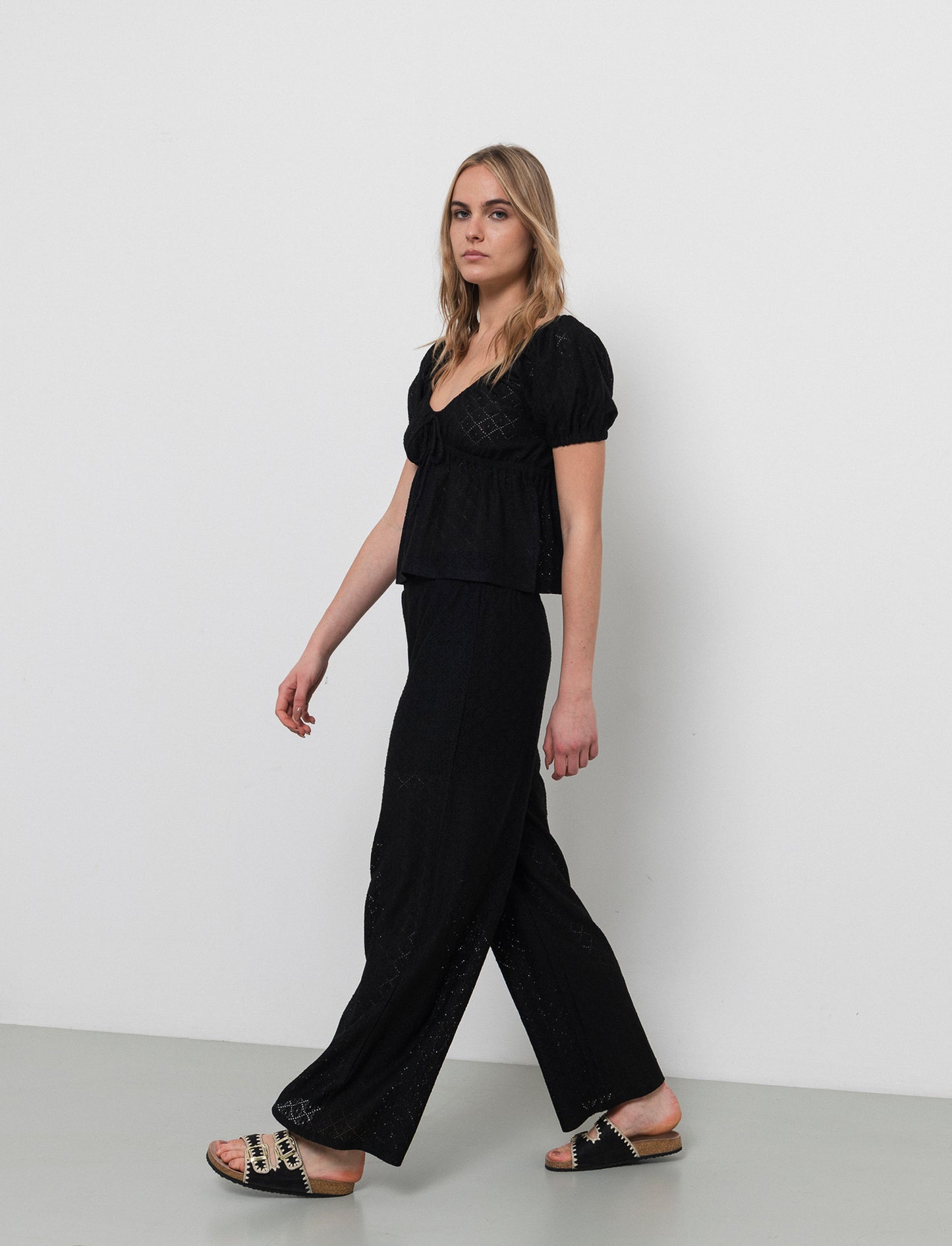 Pantalone in pizzo da donna - Nero