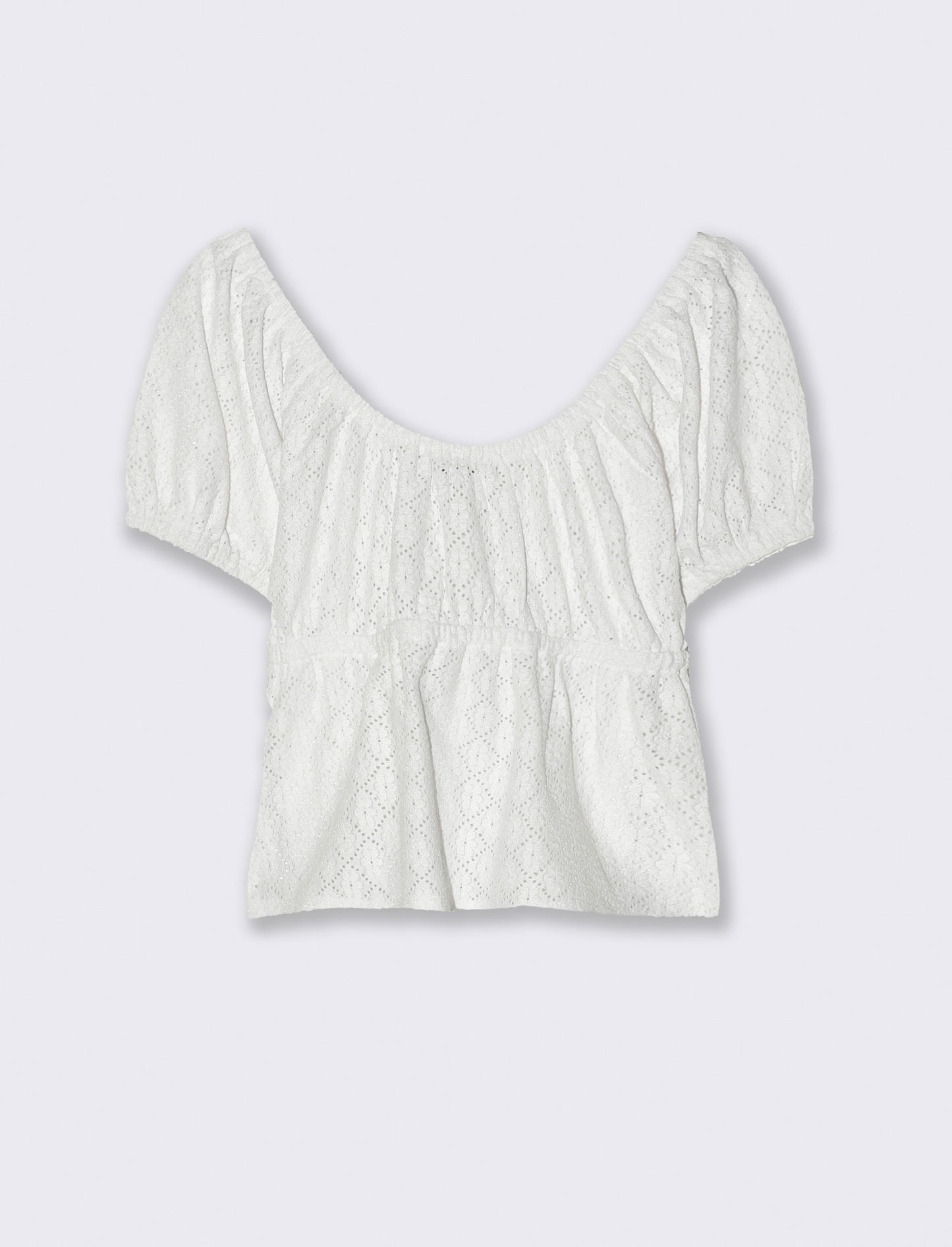 T-shirt con manica a sbuffo da donna - Bianco